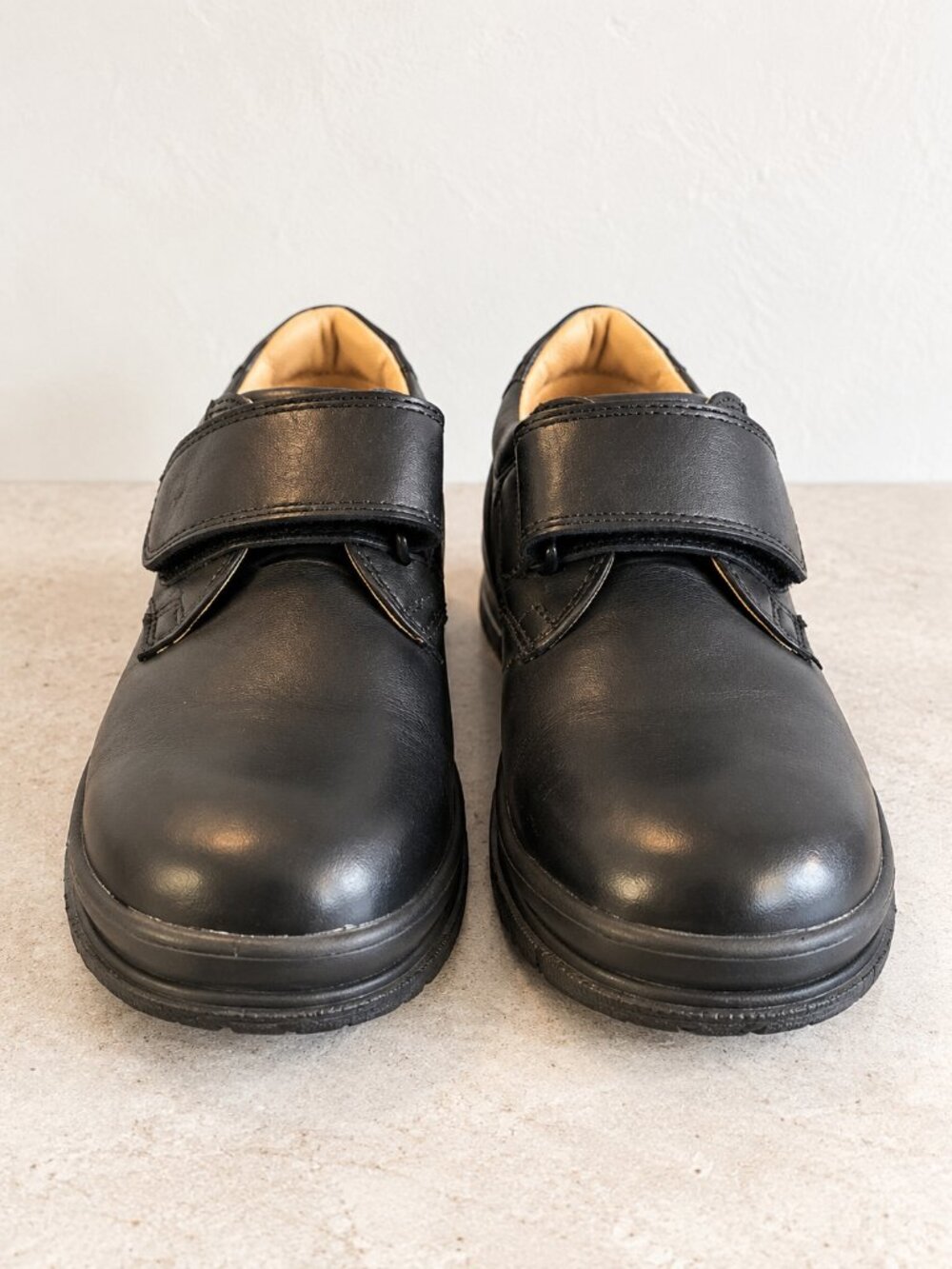 Geox Respira Boys Black Leather School Shoes Hook Loop Strap EU 31 US 13 Uniform